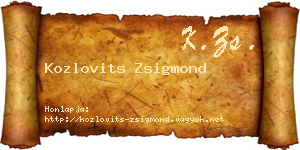 Kozlovits Zsigmond névjegykártya